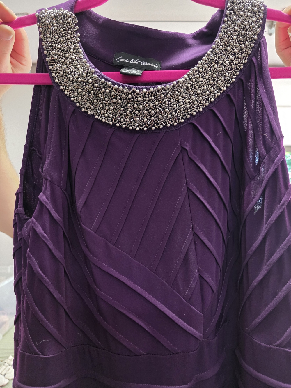 Plum Women's Embellished Neck Floor length Dress